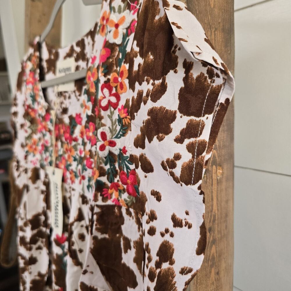 Savanna Jane White and Brown Floral Embroidered Peasant Blouse - Picture 8 of 12